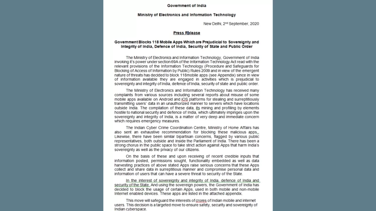 Government 118 Apps Banned in India List